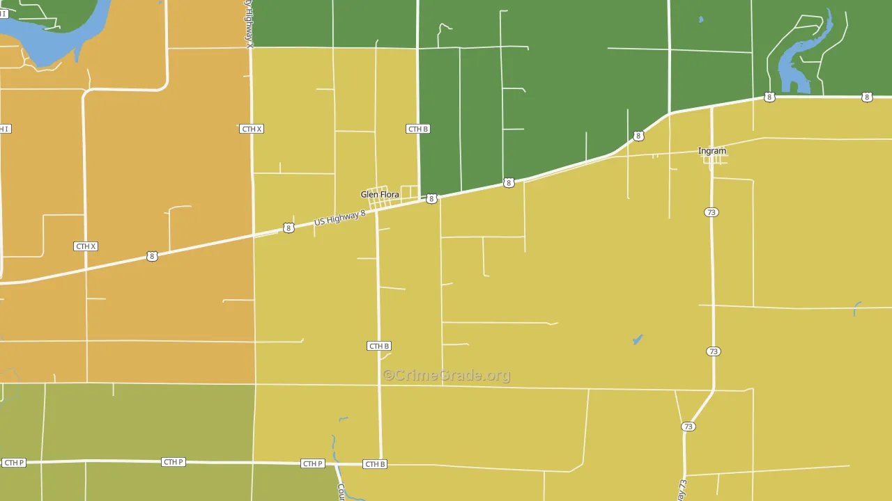Glen Flora, WI Map of Assault Rates
