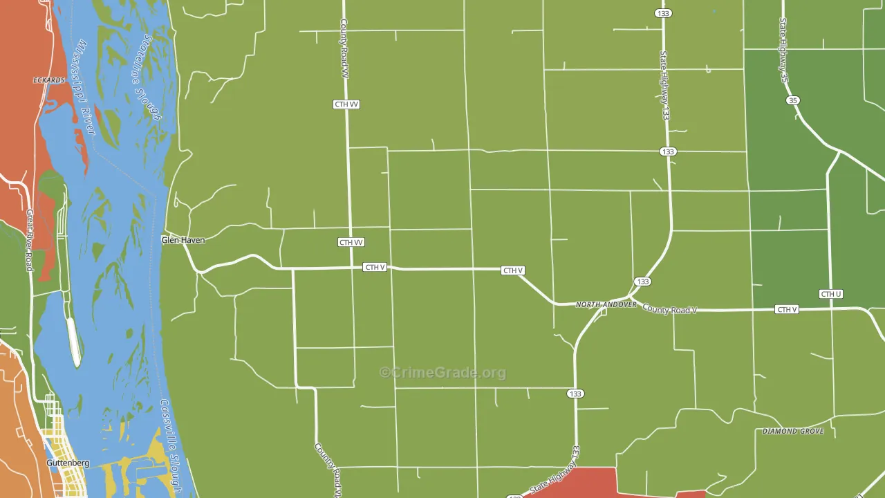 Glen Haven, WI Map of Assault Rates