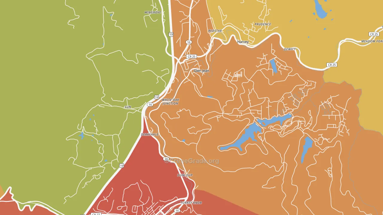 Glen Jean, WV Map of Assault Rates