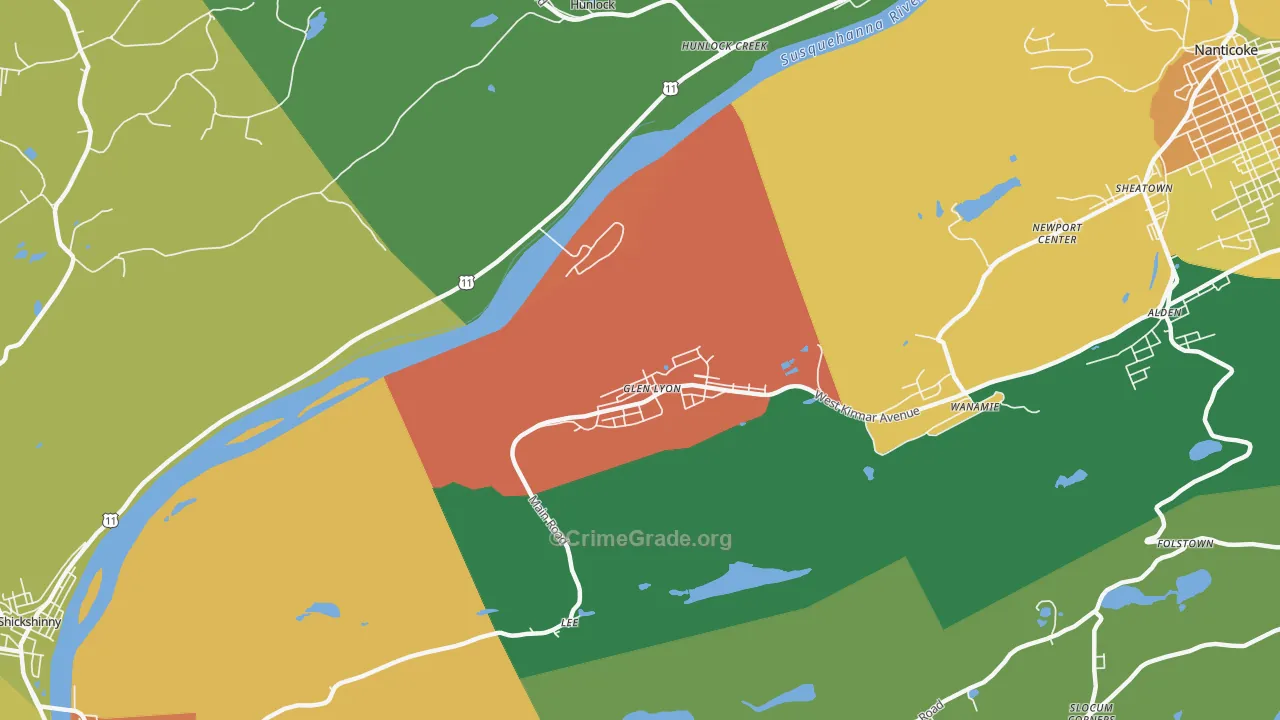 Glen Lyon, PA Map of Assault Rates
