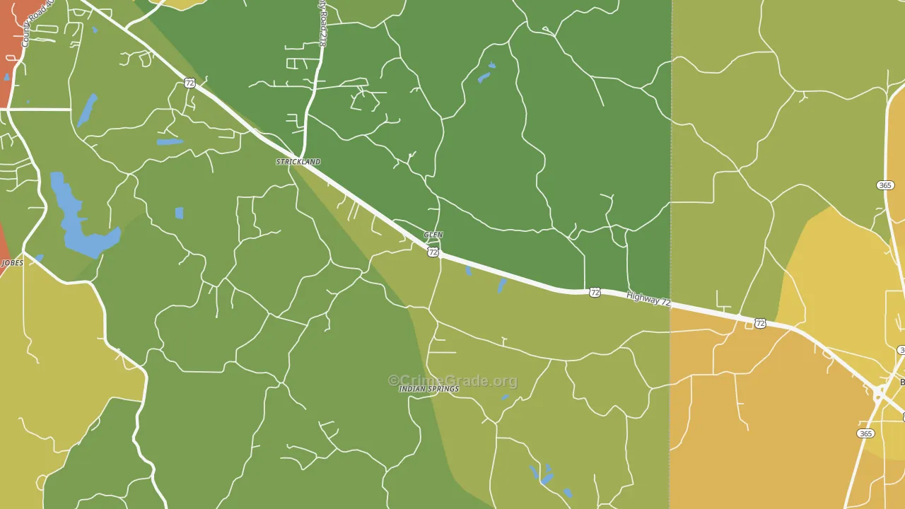 Glen, MS Map of Assault Rates