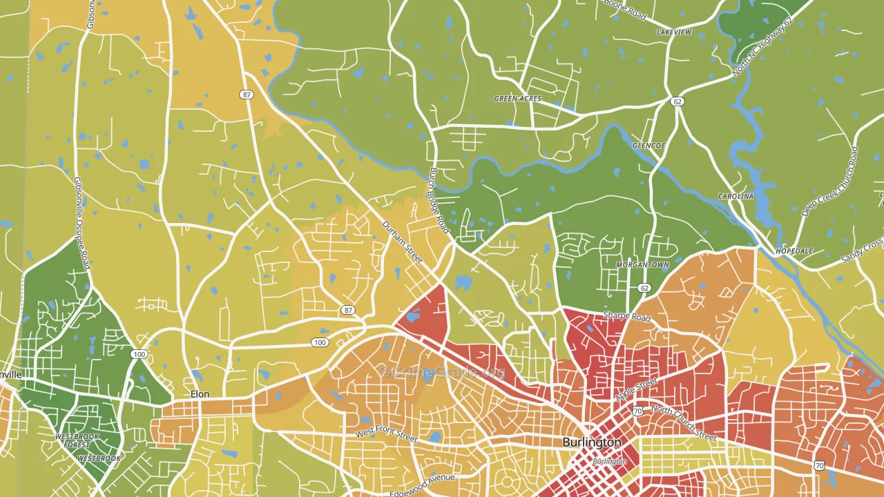 Glen Raven, NC Map of Assault Rates