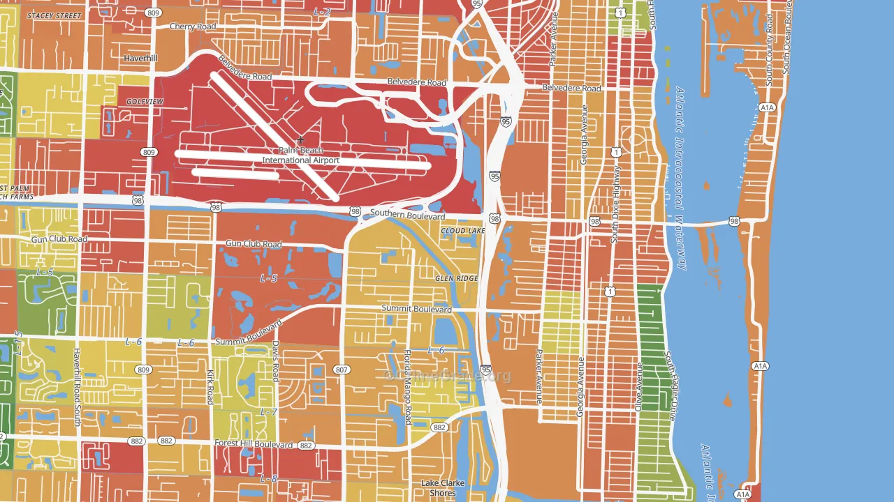 Glen Ridge, FL Map of Assault Rates