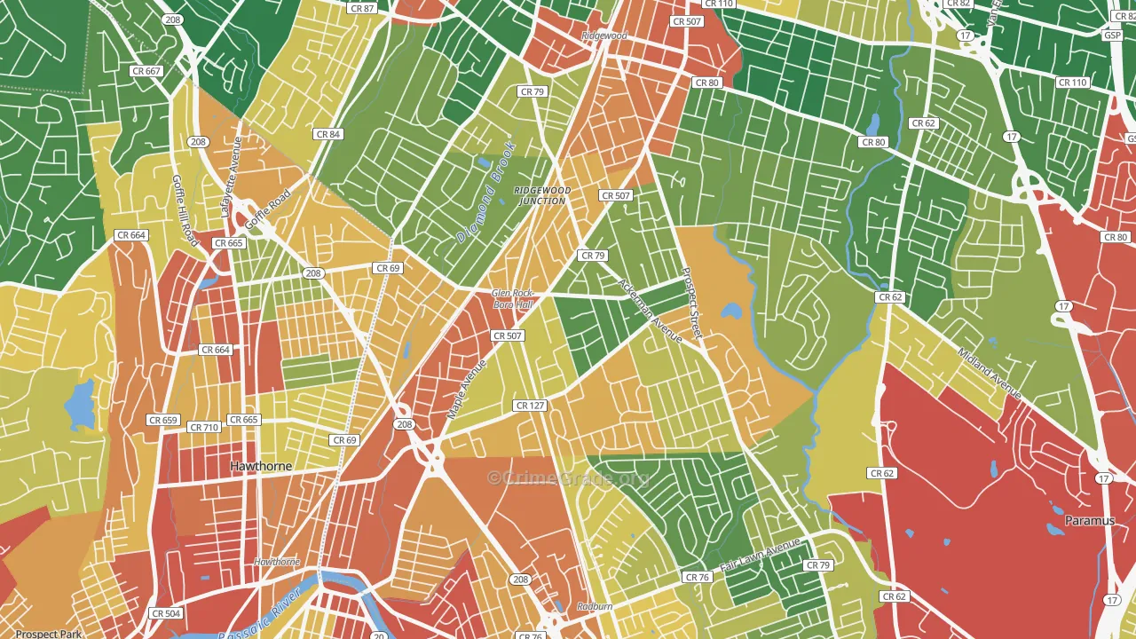 Glen Rock, NJ Map of Assault Rates
