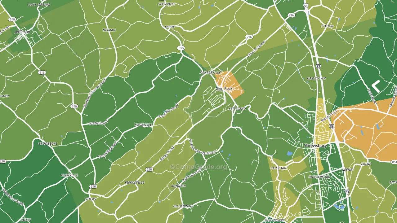 Glen Rock, PA Map of Assault Rates