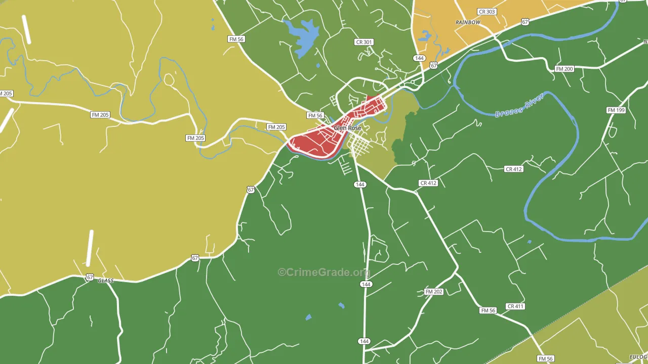 Glen Rose, TX Map of Assault Rates