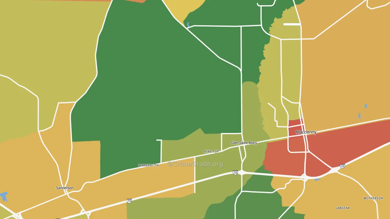 Glen St. Mary, FL Map of Assault Rates