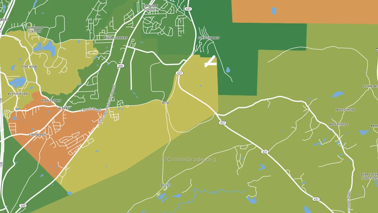 Glen Summit, PA Map of Assault Rates