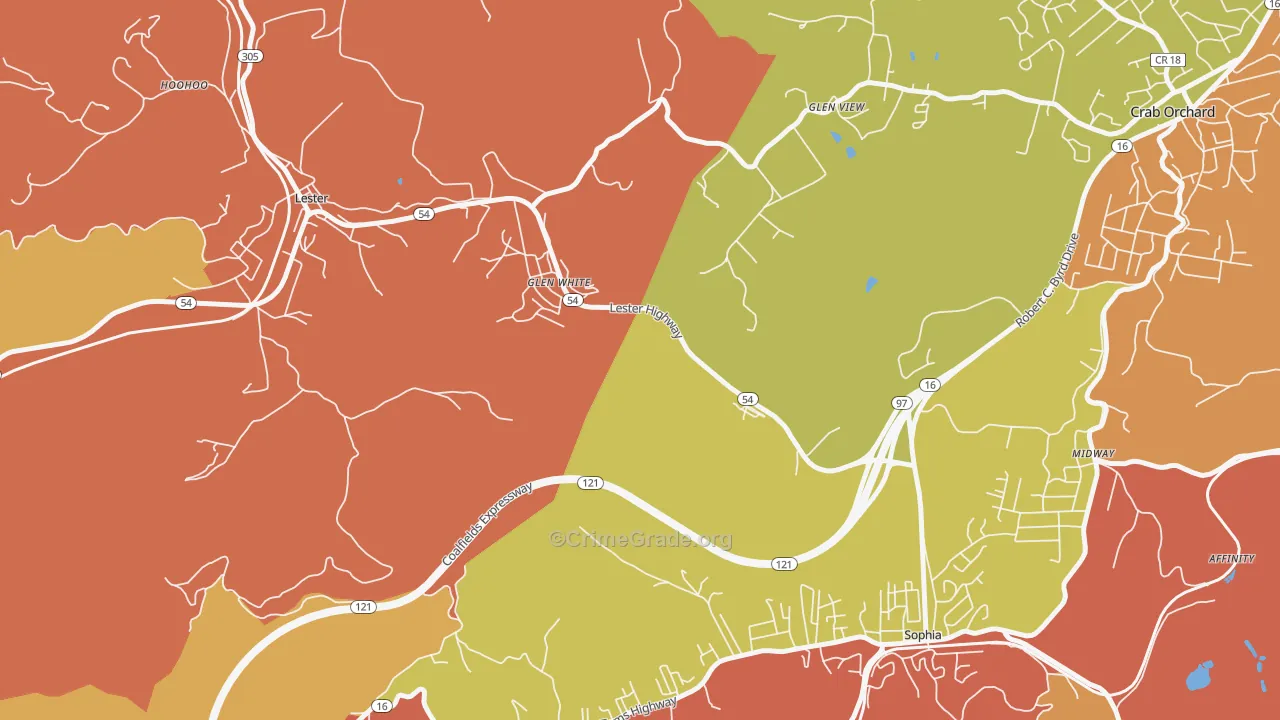 Glen White, WV Map of Assault Rates