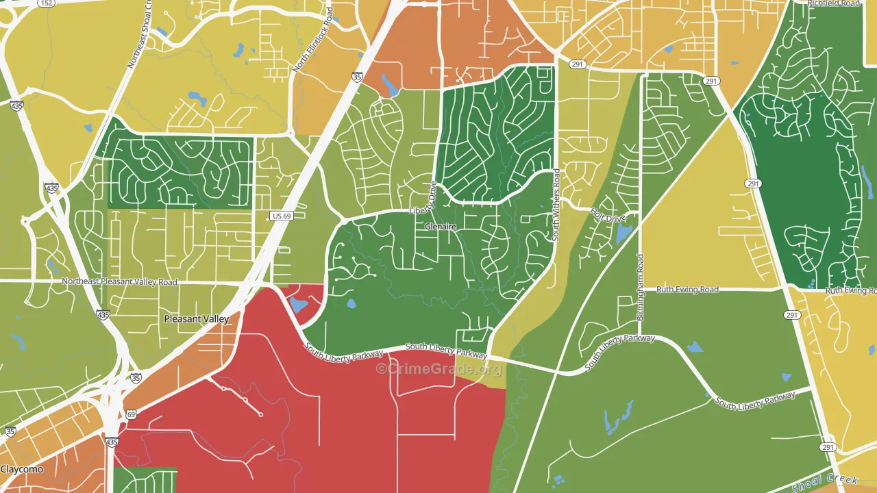 Glenaire, MO Map of Assault Rates