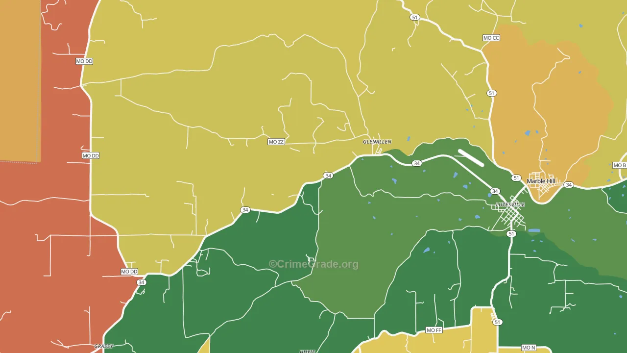 Glenallen, MO Map of Assault Rates