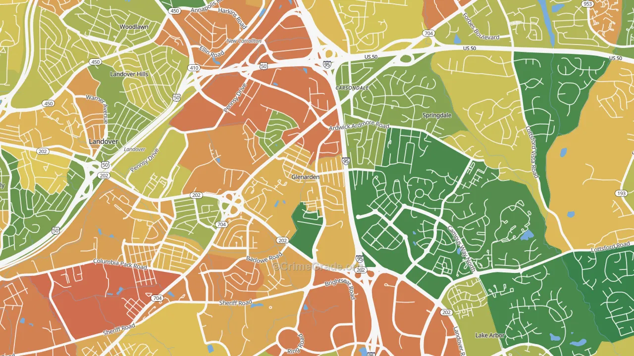 Glenarden, MD Map of Assault Rates