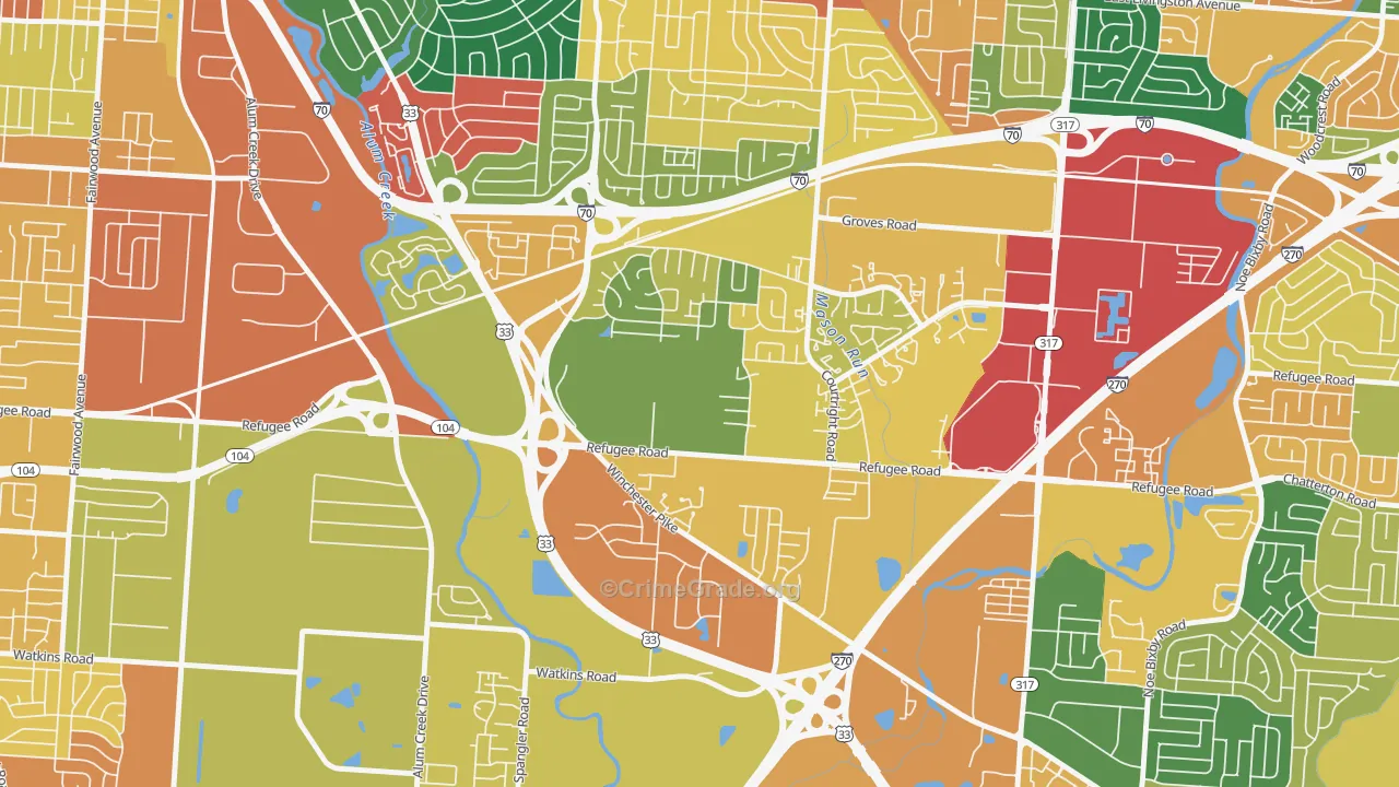 Glenbrook, Columbus, OH Map of Assault Rates