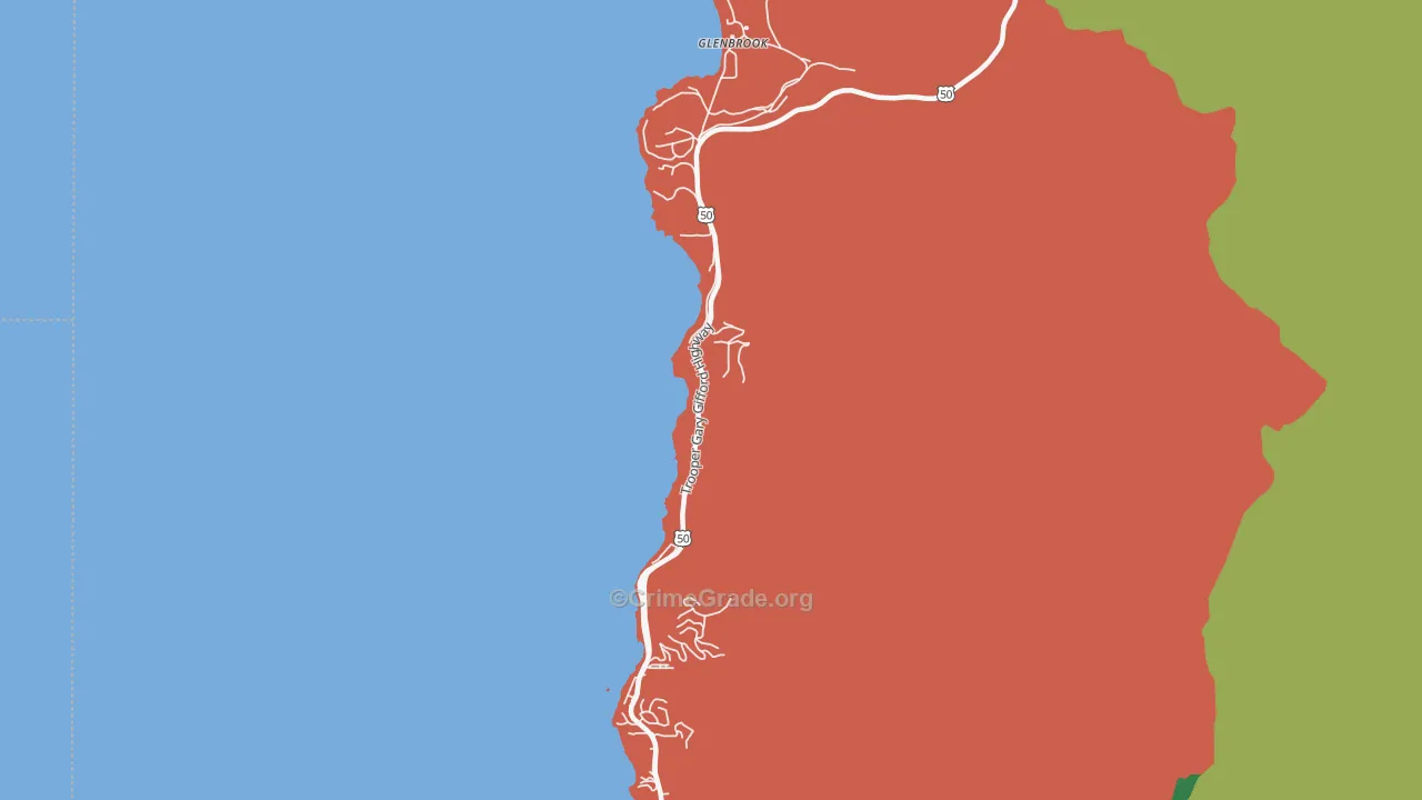 Glenbrook, NV Map of Assault Rates