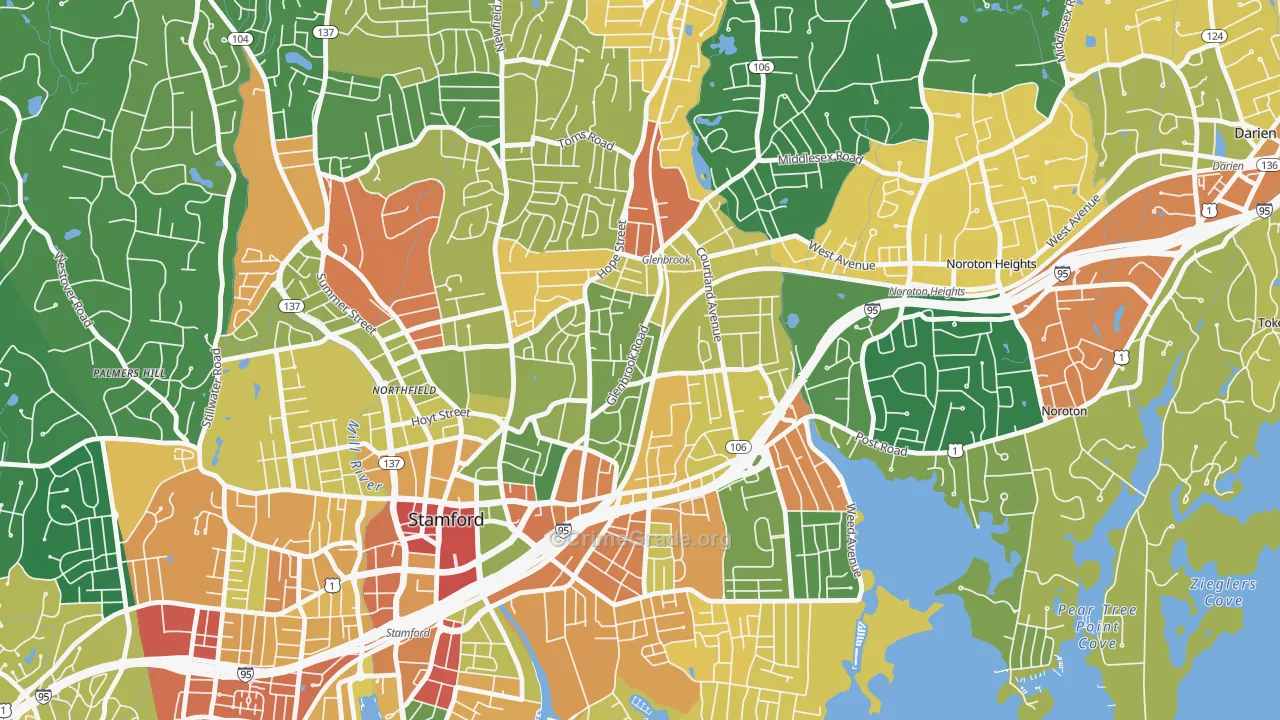 Glenbrook, Stamford, CT Map of Assault Rates