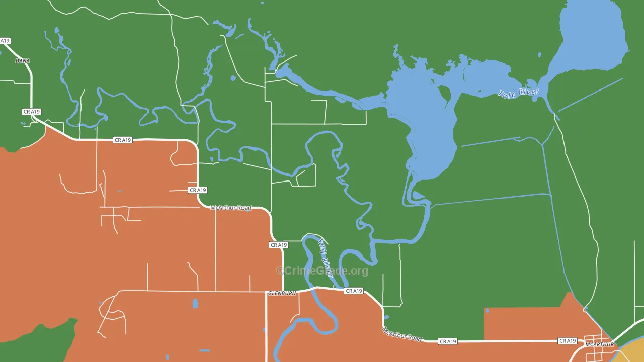 Glenburn, CA Map of Assault Rates