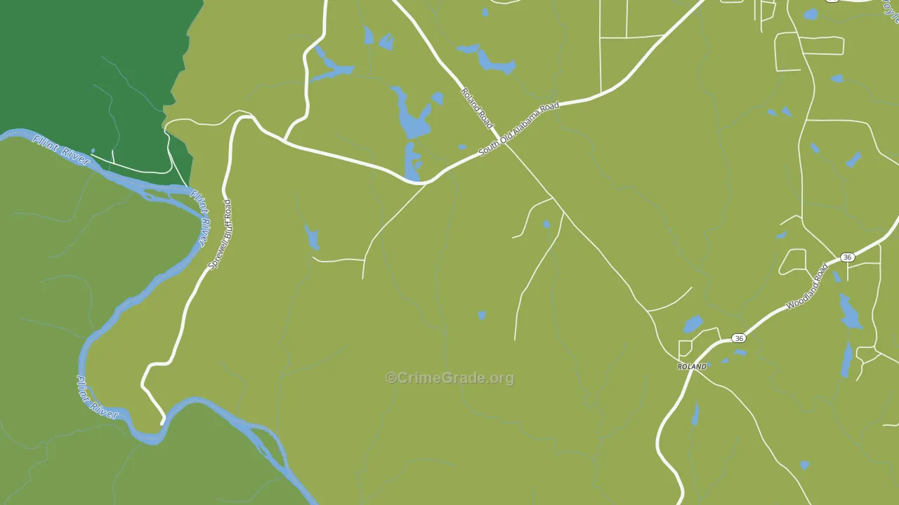 Glencliff, GA Map of Assault Rates