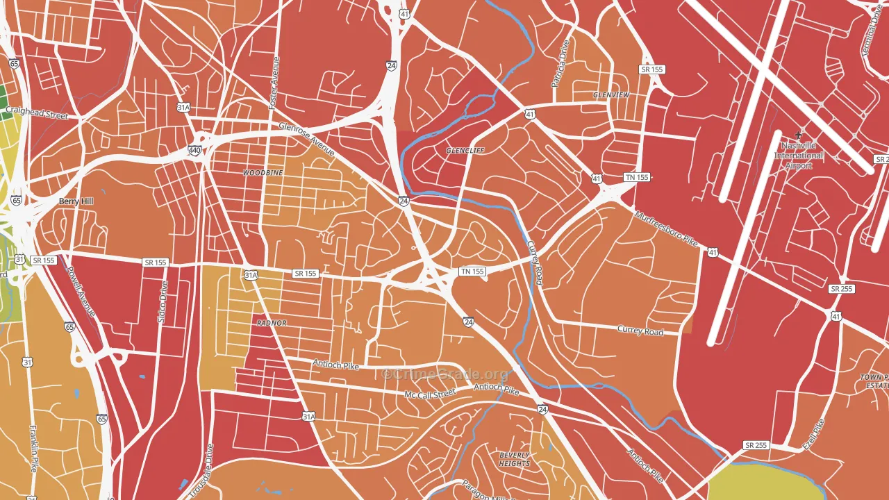 Glencliff, Nashville, TN Map of Assault Rates