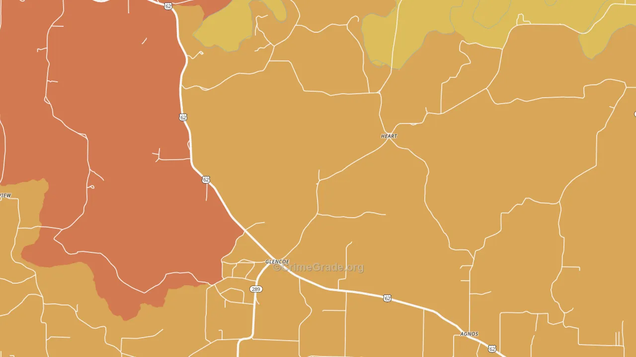 Glencoe, AR Map of Assault Rates