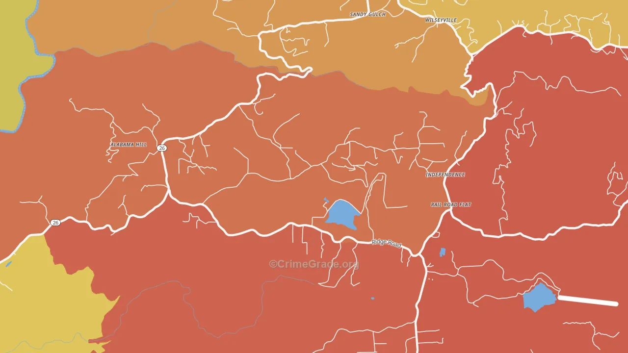Glencoe, CA Map of Assault Rates