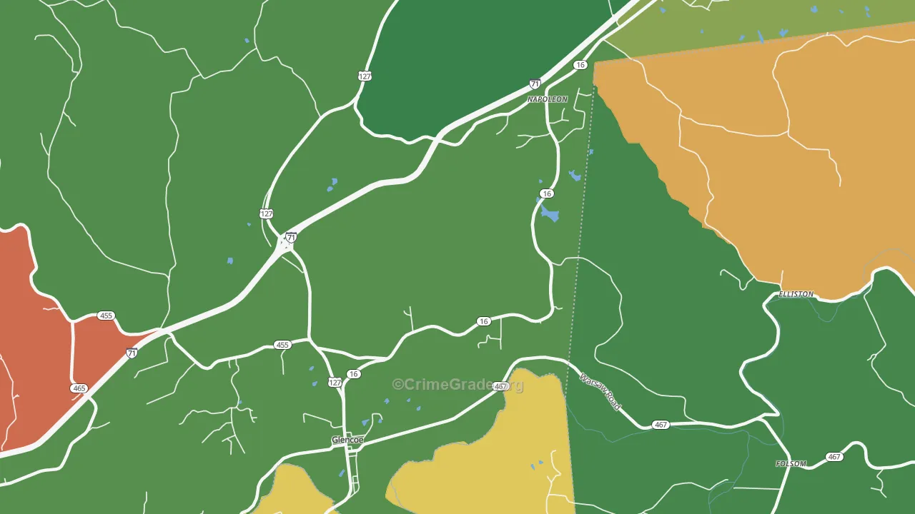 Glencoe, KY Map of Assault Rates