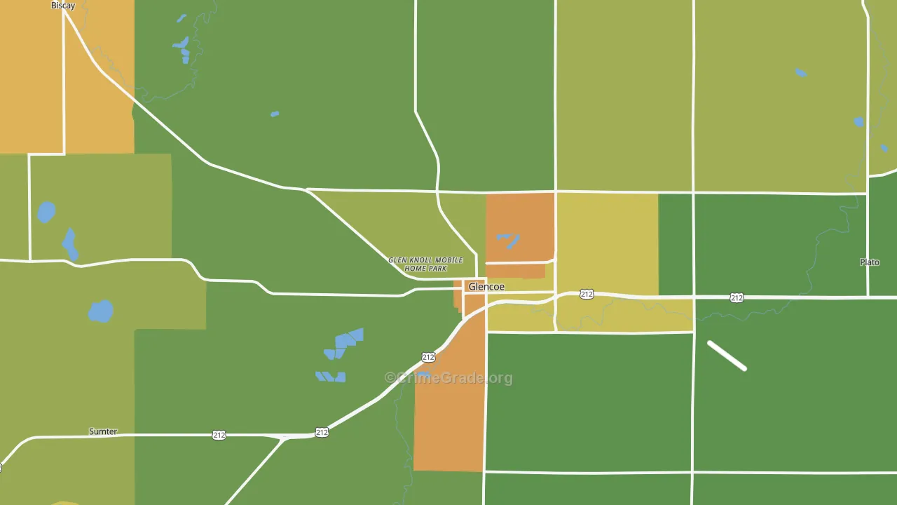 Glencoe, MN Map of Assault Rates