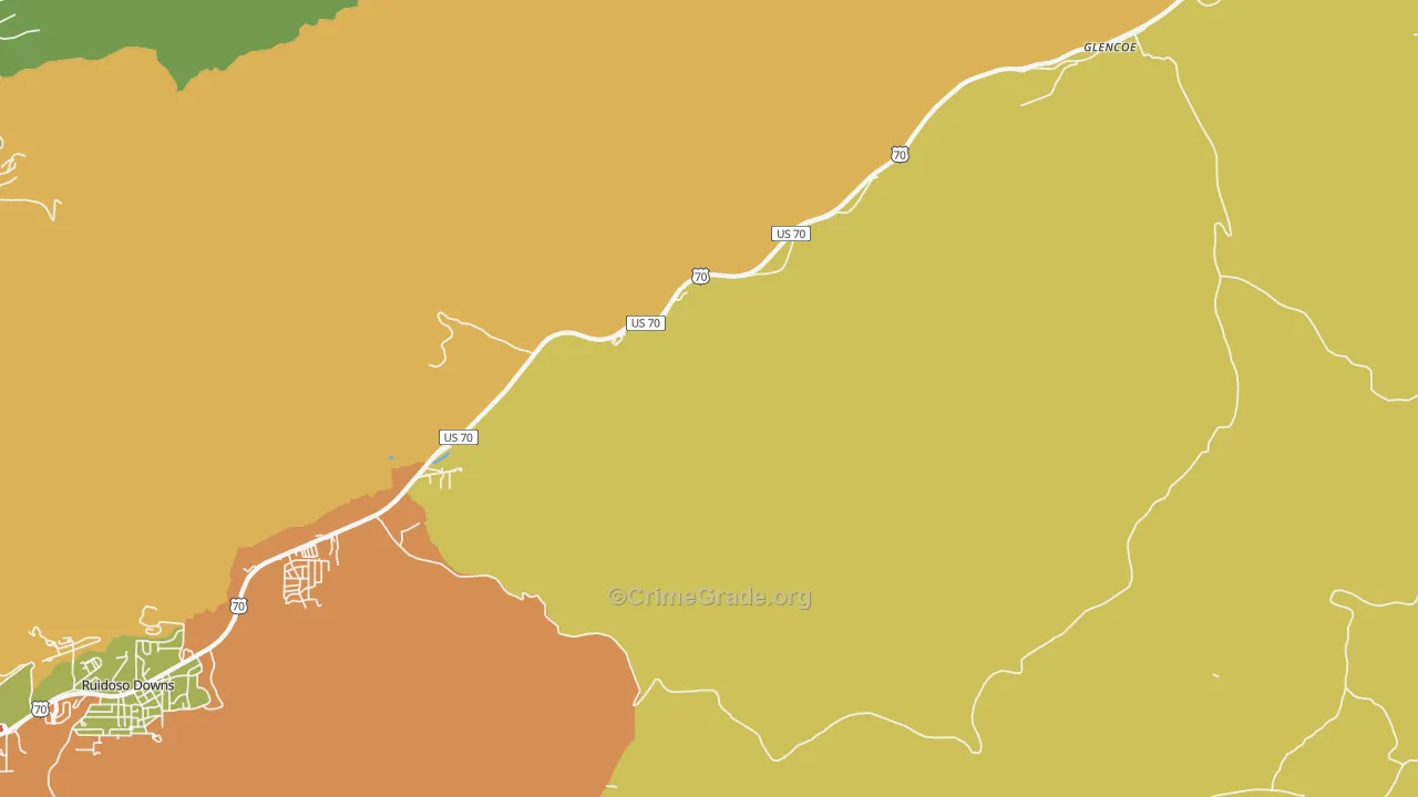 Glencoe, NM Map of Assault Rates