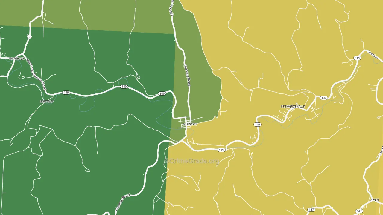 Glencoe, OH Map of Assault Rates