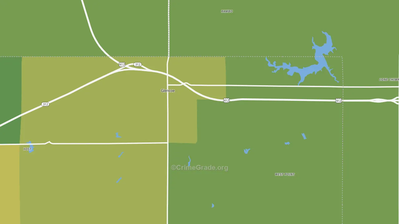 Glencoe, OK Map of Assault Rates