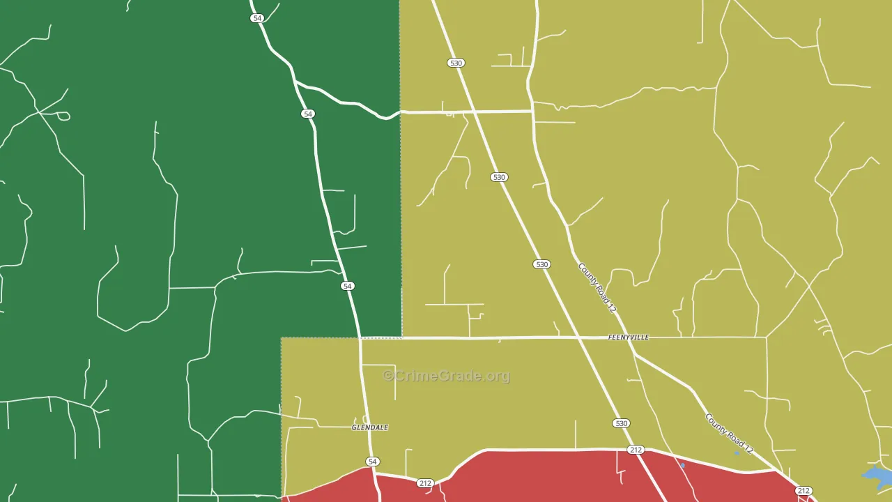 Glendale, AR Map of Assault Rates