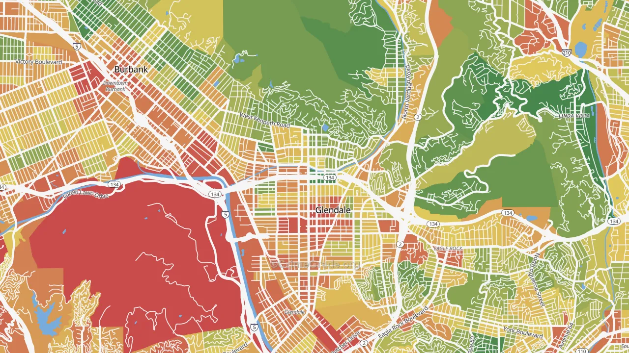 Glendale, CA Map of Assault Rates