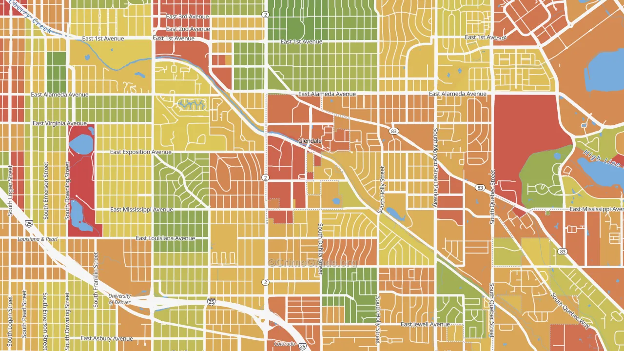 Glendale, CO Map of Assault Rates
