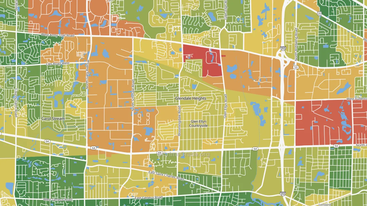 Glendale Heights, IL Map of Assault Rates