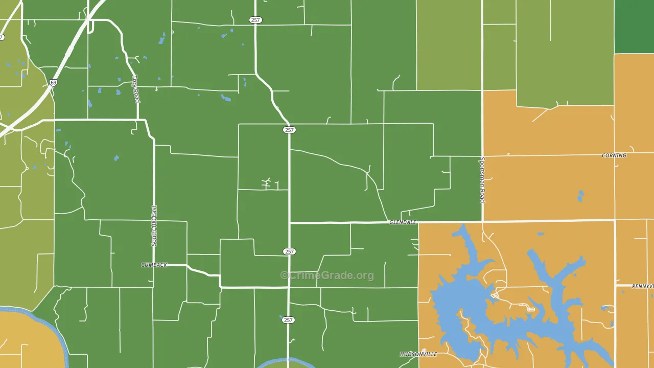 Glendale, IN Map of Assault Rates