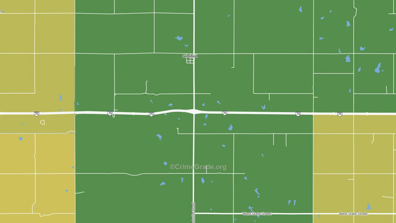 Glendale, KS Map of Assault Rates