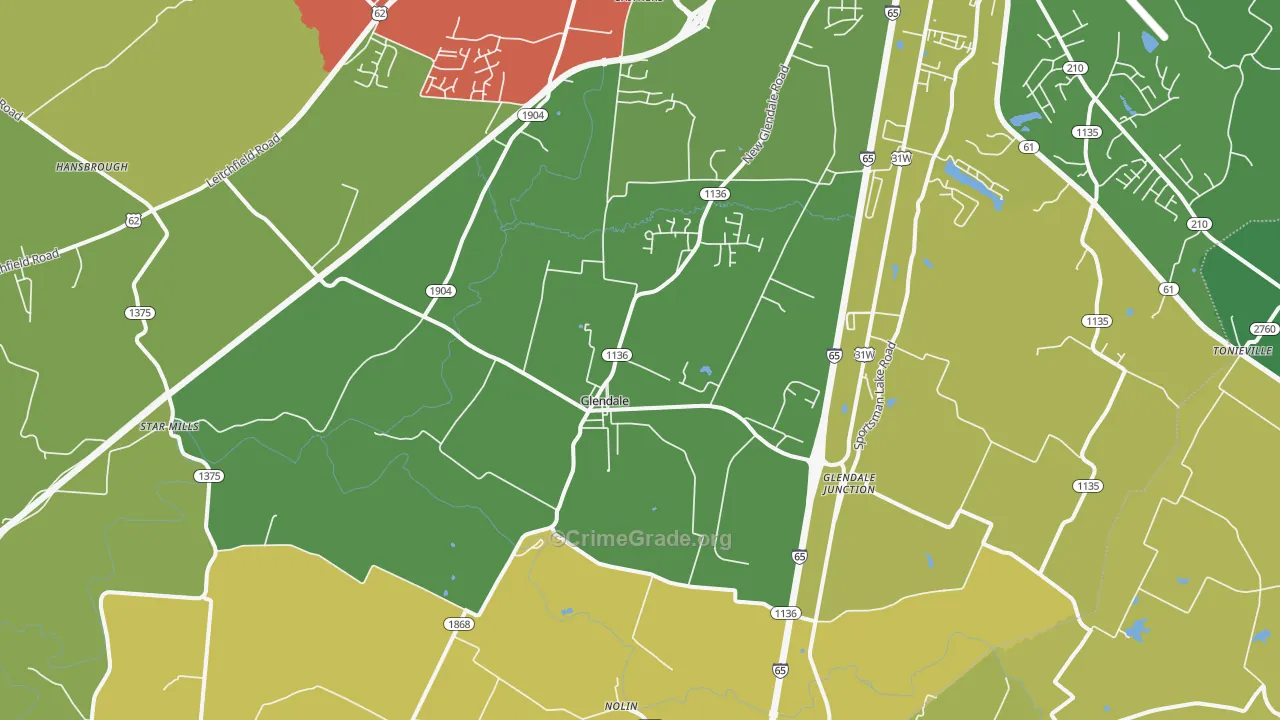 Glendale, KY Map of Assault Rates