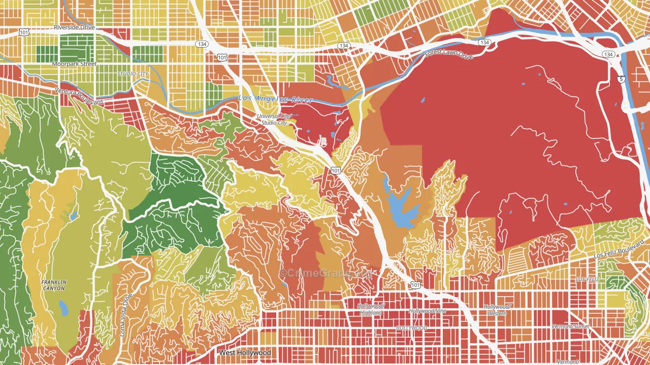 Glendale, Los Angeles, CA Map of Assault Rates