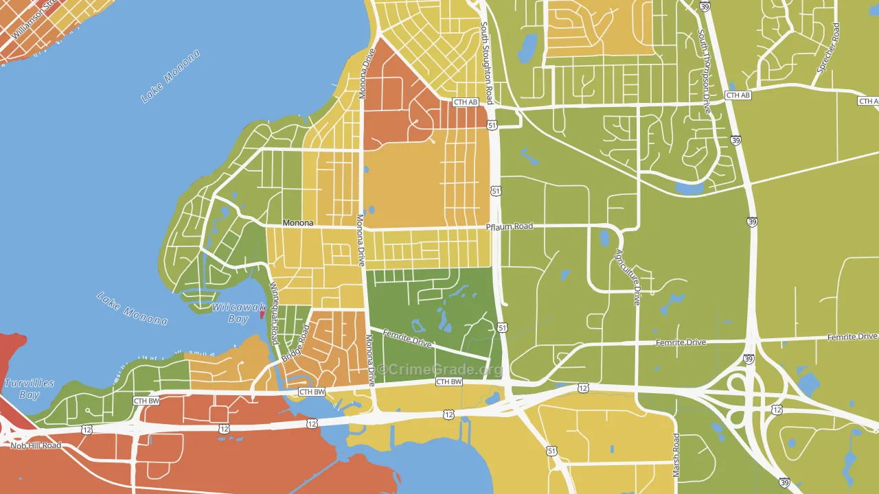 Glendale, Madison, WI Map of Assault Rates