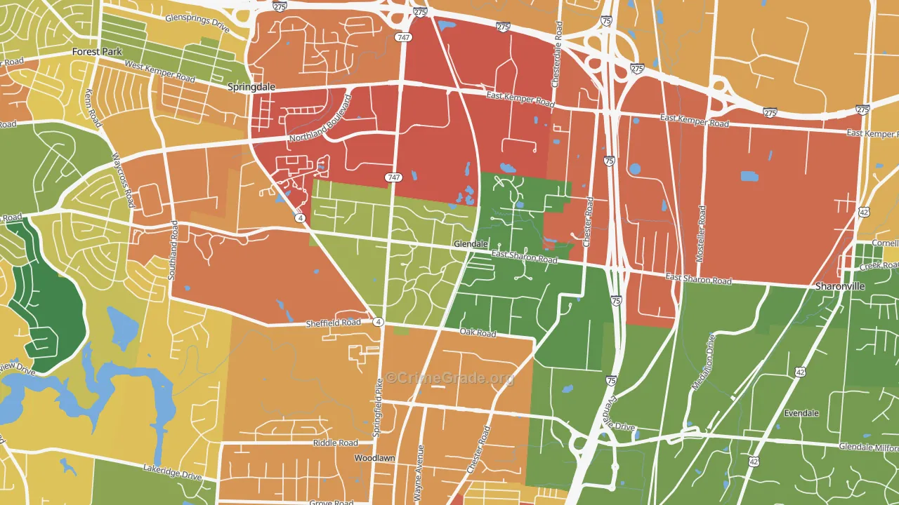 Glendale, OH Map of Assault Rates