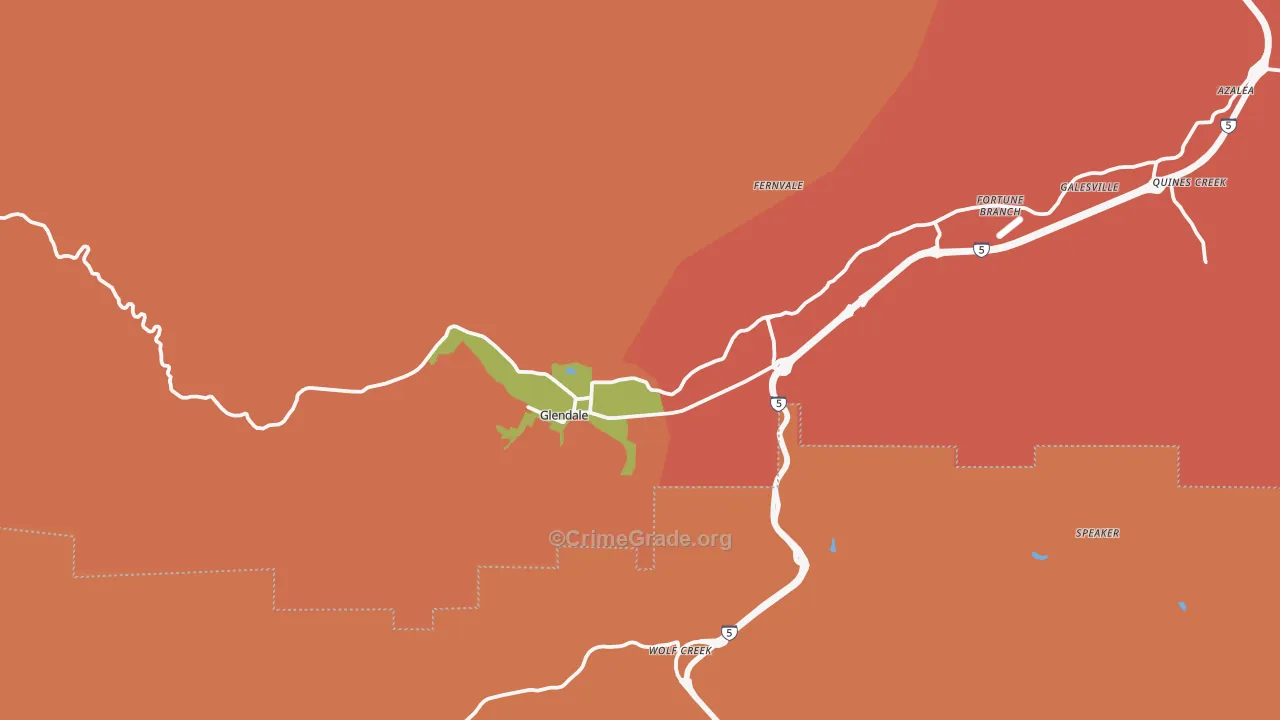 Glendale, OR Map of Assault Rates