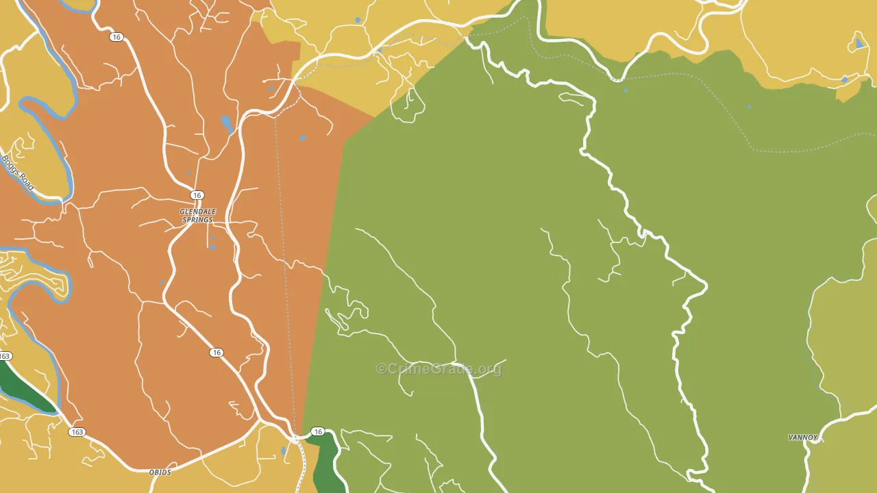 Glendale Springs, NC Map of Assault Rates