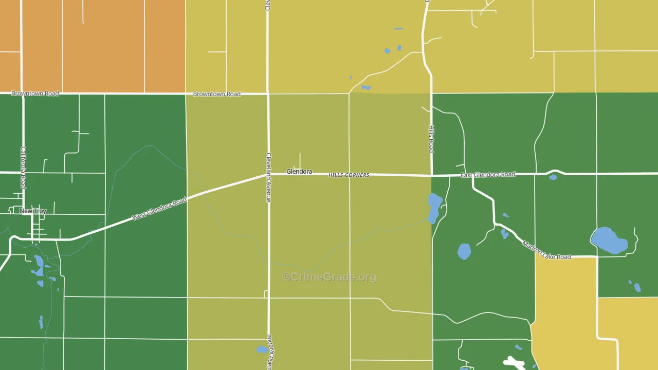 Glendora, MI Map of Assault Rates