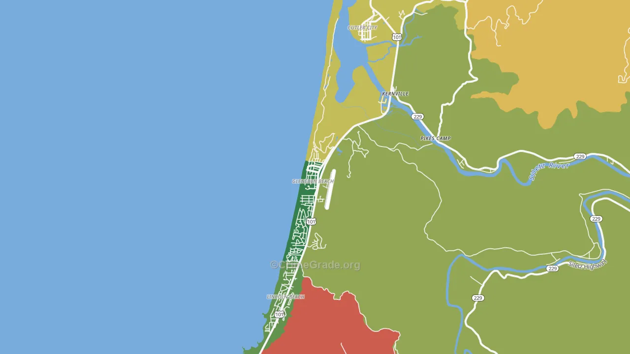 Gleneden Beach, OR Map of Assault Rates