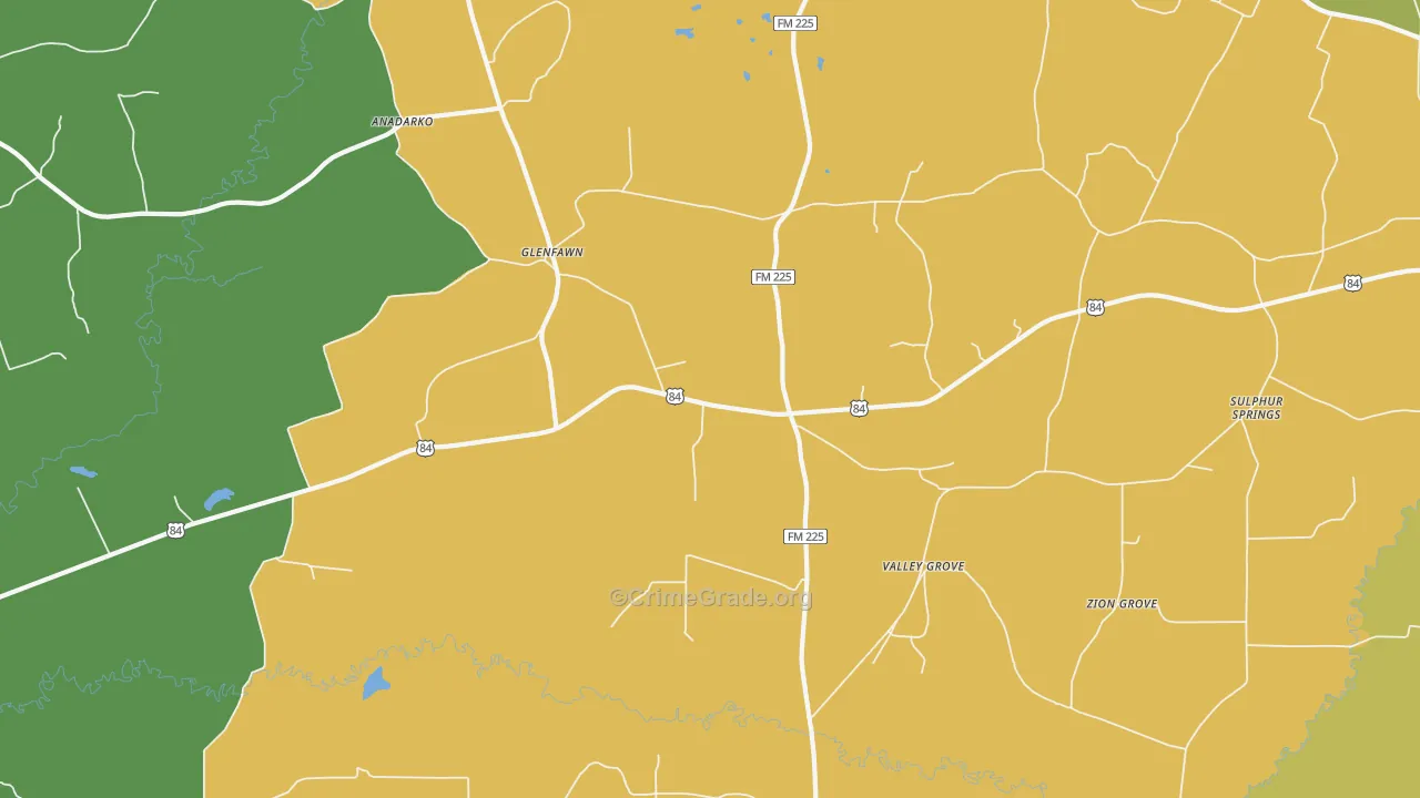 Glenfawn, TX Map of Assault Rates