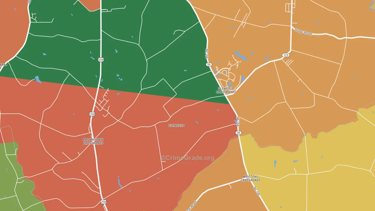 Glenfield, NC Map of Assault Rates
