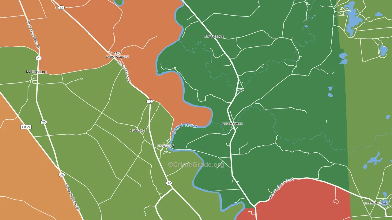 Glenfield, NY Map of Assault Rates