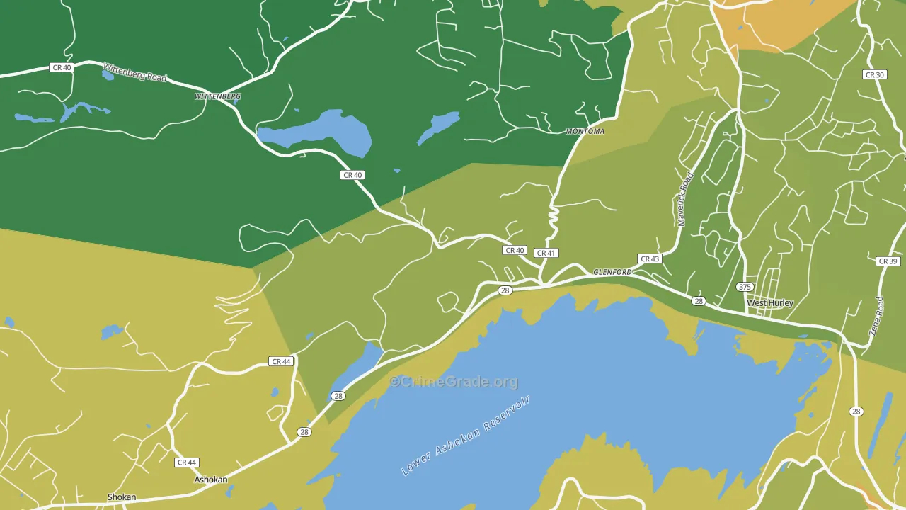 Glenford, NY Map of Assault Rates