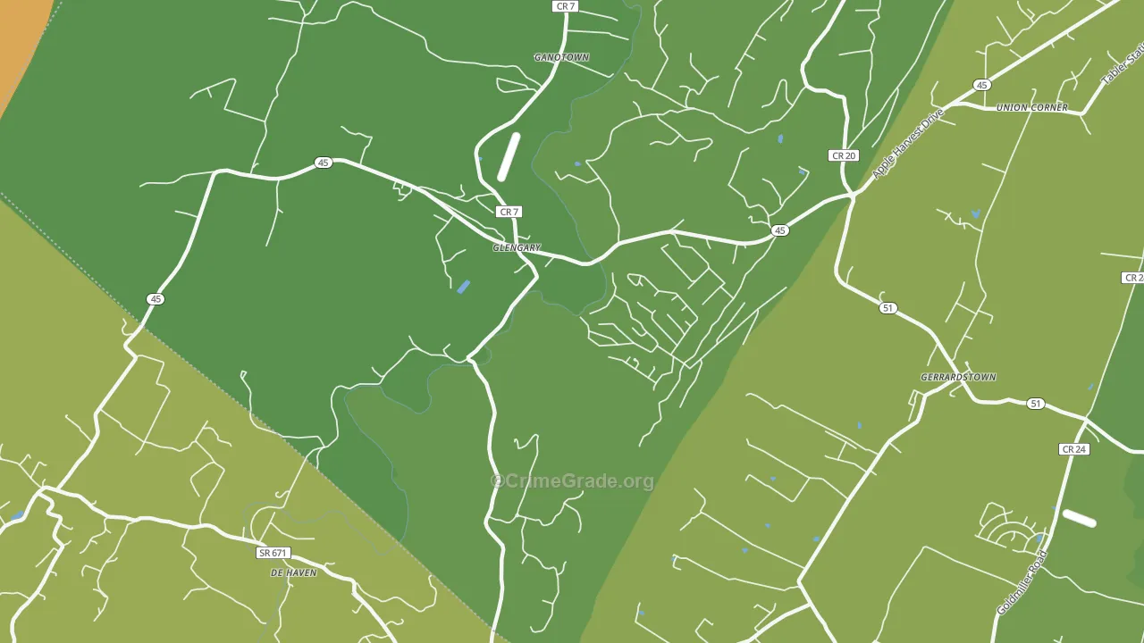 Glengary, WV Map of Assault Rates