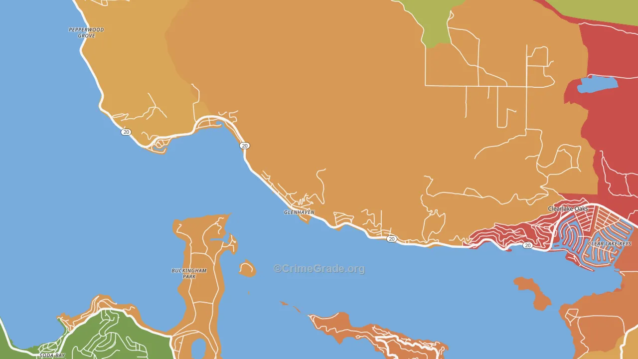 Glenhaven, CA Map of Assault Rates