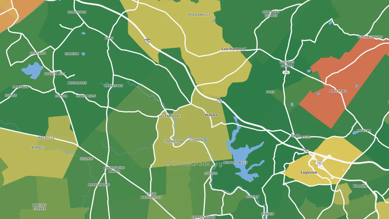 Glenmoore, PA Map of Assault Rates